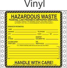 Hazardous Waste Vinyl Labels HWL170V