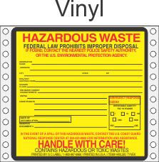 Hazardous Waste Vinyl Labels HWL320V