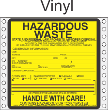Hazardous Waste Washington Vinyl Labels HWL495WAV