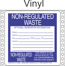 Non-Regulated Waste Vinyl Labels HWL275V