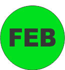 February Fluorescent Circle or Square Labels