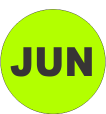 June Fluorescent Circle or Square Labels