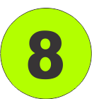 Number 8 (8) Fluorescent Circle or Square Labels