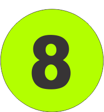 Number 8 (8) Fluorescent Circle or Square Labels