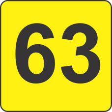 Number Sixty Three (63) Fluorescent Circle or Square Labels