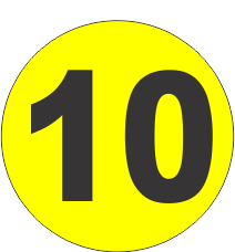 Number Ten (10) Fluorescent Circle or Square Labels