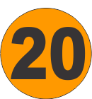 Number Twenty (20) Fluorescent Circle or Square Labels