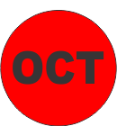 October Fluorescent Circle or Square Labels
