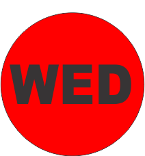 Wednesday Fluorescent Circle or Square Labels