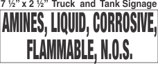 Bulk Tank Chemical Label 7.5x2.5 with 1in Lettering AMINES, LIQUID, CORROSIVE, FLAMMABLE, N.O.S.