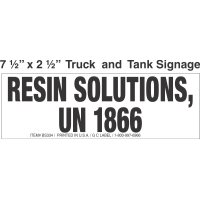 Bulk Tank Chemical Label 7.5x2.5 with 1in Lettering RESIN SOLUTIONS, UN1866