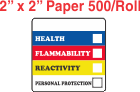 RTK (Right to Know) Paper 2x2 Labels with a Personal Protection Box and one Health Box
