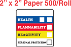 RTK (Right to Know) Paper 2x2 Labels with a Personal Protection Box and two Health Boxes