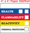 RTK (Right to Know) Paper 4x4 Labels with a Personal Protection Box and two Health Boxes