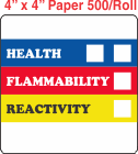 RTK (Right to Know) Paper 4x4 Labels without a Personal Protection Box and two Health Boxes