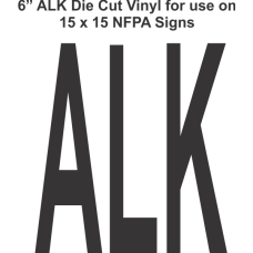 Die Cut 6in Vinyl Symbol ALKALI for NFPA (National Fire Prevention Association) for 15x15 Signs