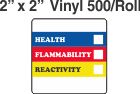 RTK (Right to Know) Vinyl 2x2 Labels without a Personal Protection Box and one Health Box