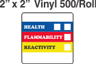 RTK (Right to Know) Vinyl 2x2 Labels without a Personal Protection Box and two Health Boxes