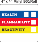 RTK (Right to Know) Vinyl 4x4 Labels without a Personal Protection Box and two Health Boxes