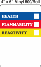 RTK (Right to Know) Vinyl 4x6 Labels without a Personal Protection Box and one Health Box