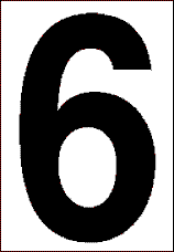 4 in.Number 6 (Clear Vinyl for Orange Panel Numbering)