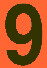 4 in.Number 9 (Orange Background Vinyl for Orange Panel Numbering)