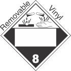Blank Window Corrosive Class 8 Removable Vinyl Placard