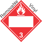 Blank Window Flammable Class 3 Removable Vinyl Placard
