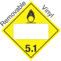 Blank Window Oxidizer Class 5.1 Removable Vinyl Placard