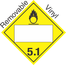 Blank Window Oxidizer Class 5.1 Removable Vinyl Placard