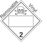 Blank Window Toxic Gas Class 2.3 Removable Vinyl Placard