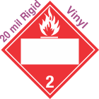 Blank Window Flammable Gas Class 2.2 20mil Rigid Vinyl Placard