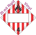 Blank Window Flammable Solid Class 4.1 20mil Rigid Vinyl Placard