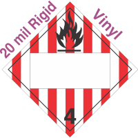 Blank Window Flammable Solid Class 4.1 20mil Rigid Vinyl Placard