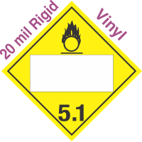 Blank Window Oxidizer Class 5.1 20mil Rigid Vinyl Placard