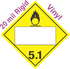 Blank Window Oxidizer Class 5.1 20mil Rigid Vinyl Placard