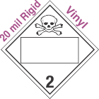 Blank Window Toxic Gas Class 2.3 20mil Rigid Vinyl Placard