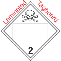 Blank Window Toxic Gas Class 2.3 Laminated Tagboard Placard