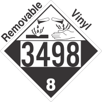 Corrosive Class 8 UN3498 Removable Vinyl DOT Placard