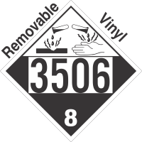 Corrosive Class 8 UN3506 Removable Vinyl DOT Placard