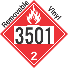 Flammable Gas Class 2.1 UN3501 Removable Vinyl DOT Placard