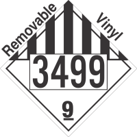 Miscellaneous Dangerous Goods Class 9 UN3499 Removable Vinyl DOT Placard