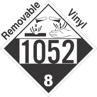 Corrosive Class 8 UN1052 Removable Vinyl DOT Placard