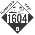 Corrosive Class 8 UN1604 Removable Vinyl DOT Placard