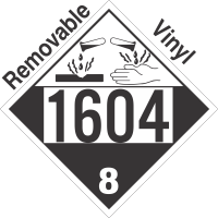 Corrosive Class 8 UN1604 Removable Vinyl DOT Placard