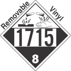 Corrosive Class 8 UN1715 Removable Vinyl DOT Placard