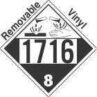 Corrosive Class 8 UN1716 Removable Vinyl DOT Placard