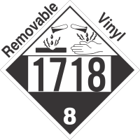 Corrosive Class 8 UN1718 Removable Vinyl DOT Placard