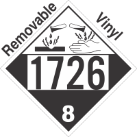 Corrosive Class 8 UN1726 Removable Vinyl DOT Placard