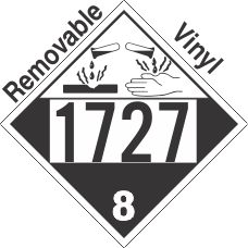 Corrosive Class 8 UN1727 Removable Vinyl DOT Placard